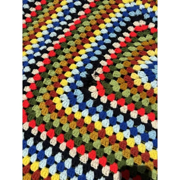 Vintage Multicolor Concentric Squares Crocheted Afghan Handmade 60x44” - Picture 3 of 3